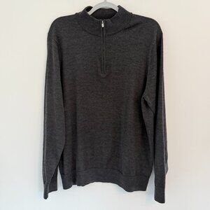 🖤 David Donahue Men’s Charcoal Gray 1/4 Zip Sweater (Size L)